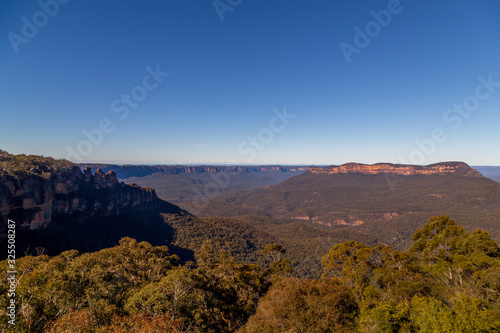 Looking out at three sisters and the blue mountains on clear winters morning