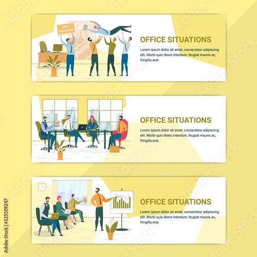 Business Events Flat Web Banners Templates Set