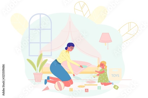 Nanny Takes Child up with Educational Games, Flyer