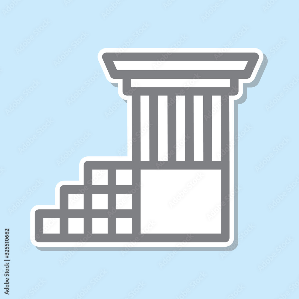 Ruins sticker icon. Simple thin line, outline vector of mythology icons for ui and ux, website or mobile application Ruins sticker icon. Simple thin line, outline vector of mythology icons for ui and ux, website or mobile application