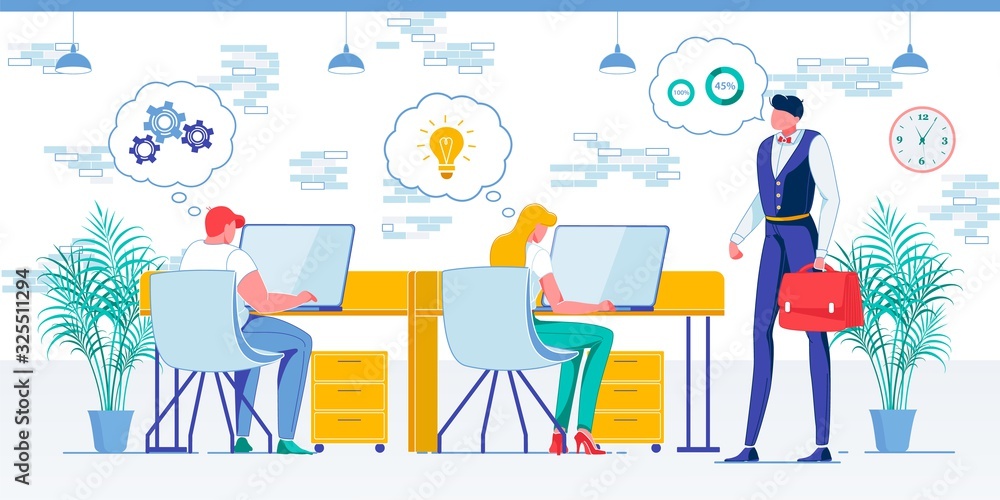 Firm Staff Productivity Flat Vector Illustration Firm Staff Productivity Flat Vector Illustration