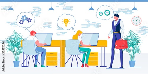Firm Staff Productivity Flat Vector Illustration
