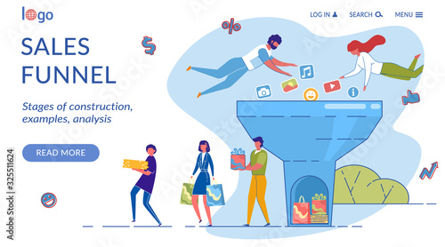 Sales Funnel Landing Page Flat Vector Template