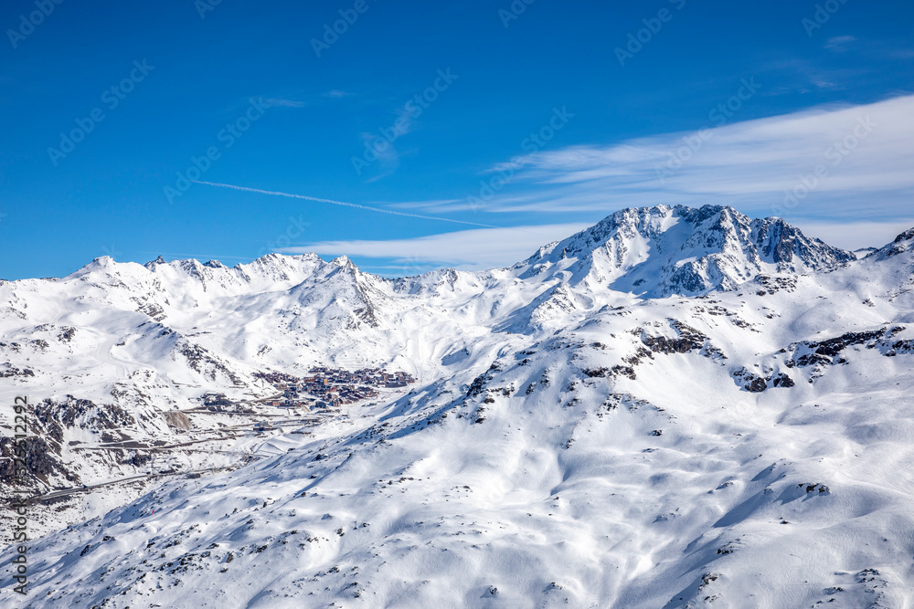 Val Thorens is the highest ski resort in Europe (2300m). The resort forms part of the 3 vallées linked ski area which is the largest linked ski areas in the world