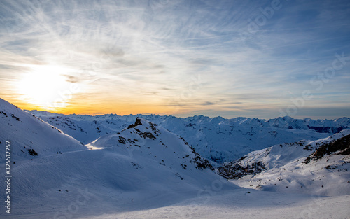 Val Thorens is the highest ski resort in Europe (2300m). The resort forms part of the 3 vallées linked ski area which is the largest linked ski areas in the world photo