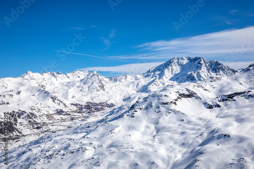 Val Thorens is the highest ski resort in Europe (2300m). The resort forms part of the 3 vallées linked ski area which is the largest linked ski areas in the world © JEROME LABOUYRIE