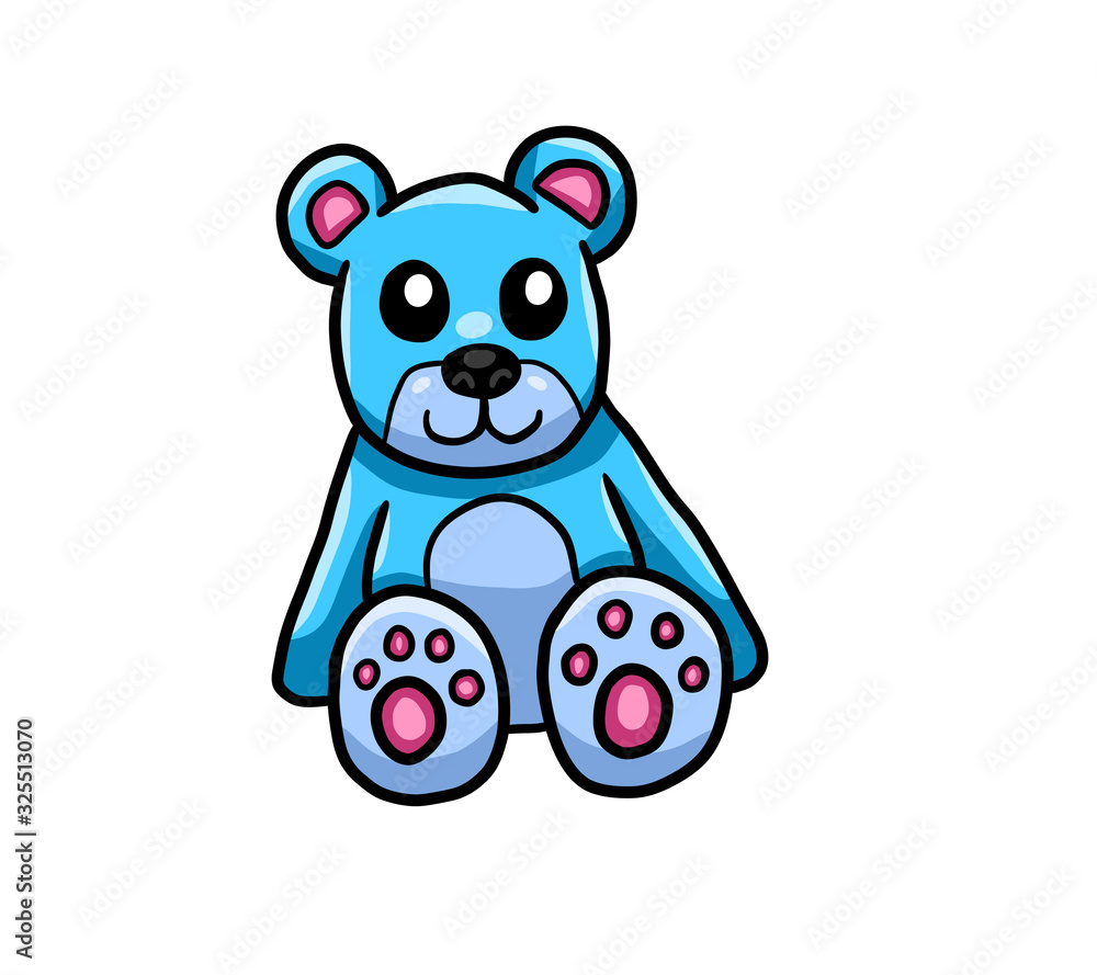 Naklejka premium Adorable Stylized Blue Teddy Bear