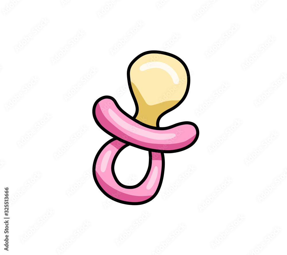 Cartoon Stylized Pink Pacifier Cartoon Stylized Pink Pacifier