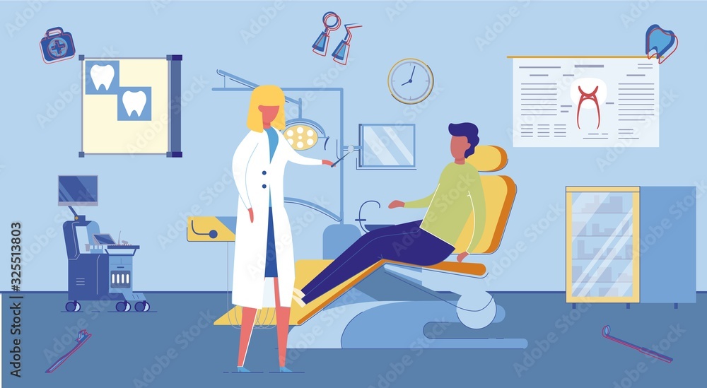 Patient at Dentist Appointment in Clinic Interior. Patient at Dentist Appointment in Clinic Interior.
