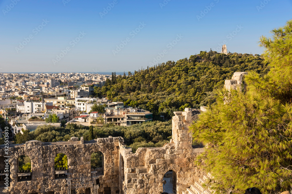 Fototapeta premium View of Acropolis. Famous place in Athens - capital of Greece. Ancient monuments.