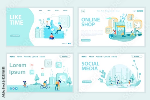 Social Media Network Development Landing Page Set