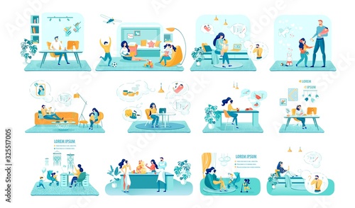 Household Occupations Vector Illustrations Set