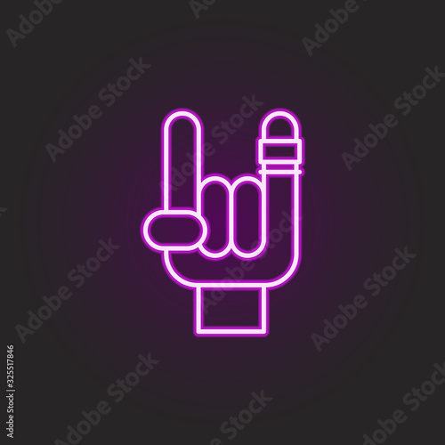 rock, hand, sign, goat neon style icon. Simple thin line, outline vector of rock and roll icons for ui and ux, website or mobile application