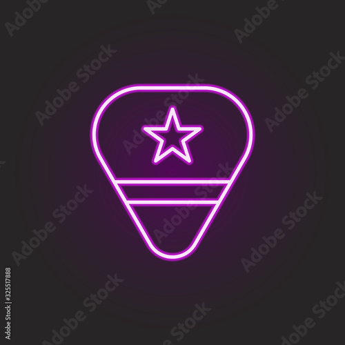 rock, pick, star neon style icon. Simple thin line, outline vector of rock and roll icons for ui and ux, website or mobile application