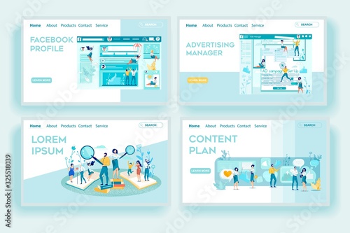 Social Media Network Development Landing Page Set