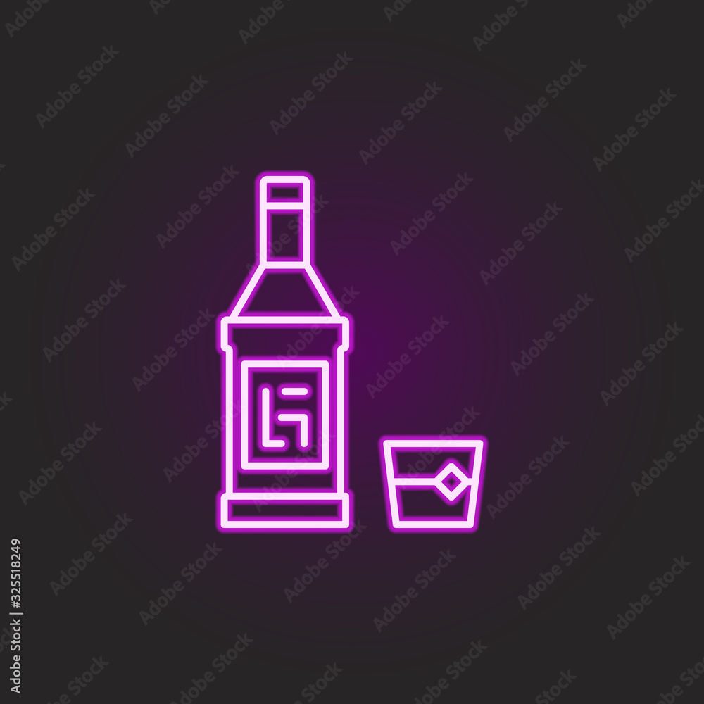 rock bottle glass neon style icon. Simple thin line, outline vector of rock and roll icons for ui and ux, website or mobile application rock bottle glass neon style icon. Simple thin line, outline vector of rock and roll icons for ui and ux, website or mobile application