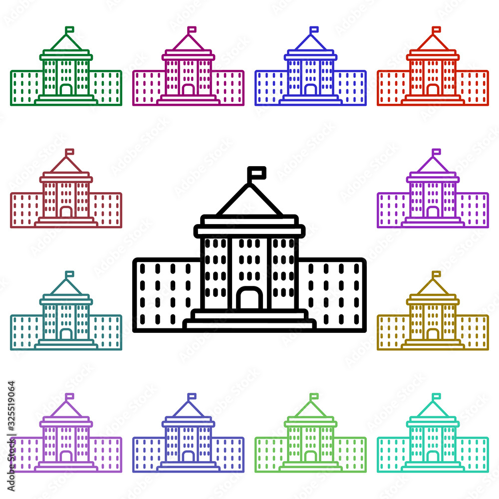 School building multi color style icon. Simple thin line, outline vector of education icons for ui and ux, website or mobile application