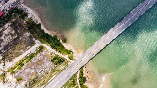 Fényképezés The Johor Bridge at the south of Malaysia from the sky