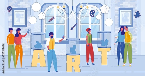 Modern Art Exhibition Center Word Concept Banner