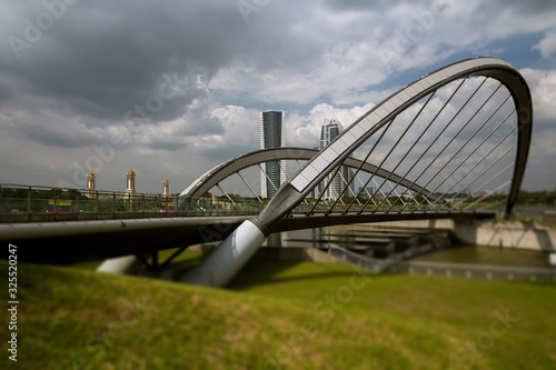 Putrajaya bridge in the artificially grown city of Putrajaya, Selangor, Malaysia. Since the traffic in Kuala Lumpur got more, the Malaysian government decided 1995 to build a new seat outside 