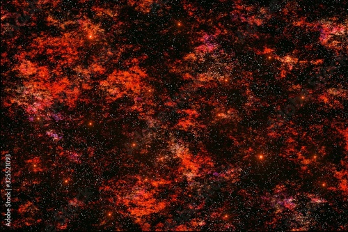 red galaxy - space with nebula and many small shining stars