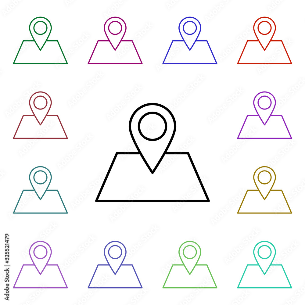 Pin multi color style icon. Simple thin line, outline vector of internet things icons for ui and ux, website or mobile application Pin multi color style icon. Simple thin line, outline vector of internet things icons for ui and ux, website or mobile application