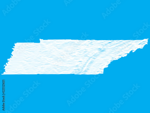 Blue Smooth Topographic Relief Peaks and Valleys Map of US Federal State of Tennessee