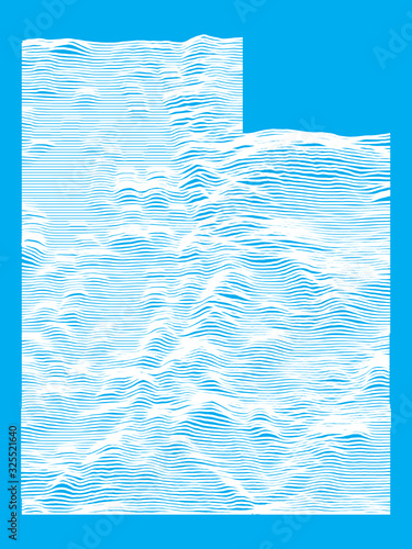 Blue Smooth Topographic Relief Peaks and Valleys Map of US Federal State of Utah