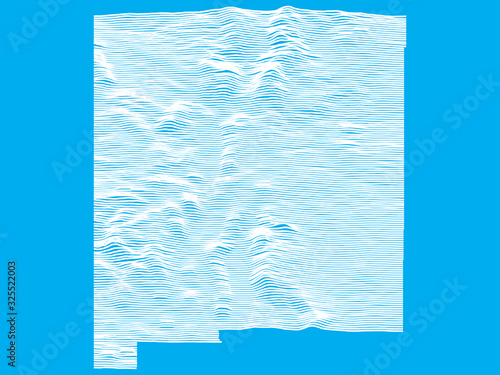 Blue Smooth Topographic Relief Peaks and Valleys Map of US Federal State of New Mexico