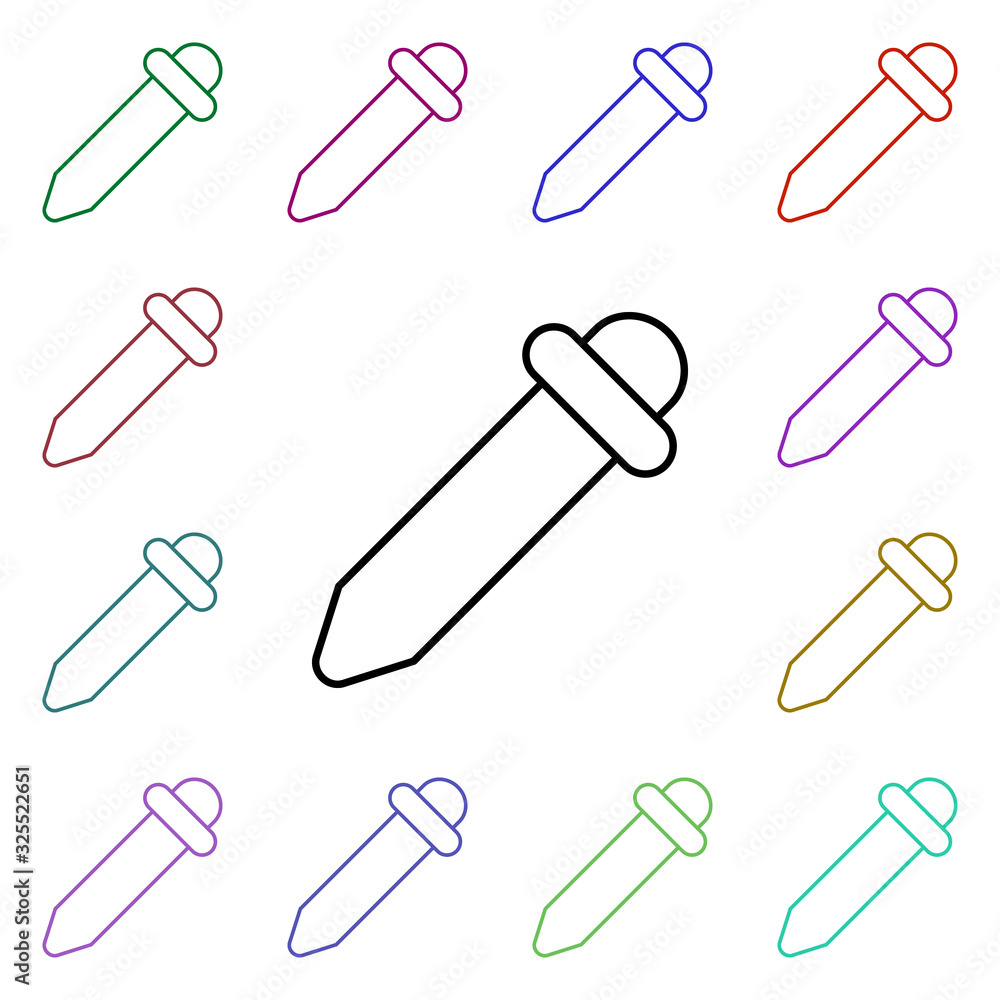 Dropper multi color style icon. Simple thin line, outline vector of medical icons for ui and ux, website or mobile application Dropper multi color style icon. Simple thin line, outline vector of medical icons for ui and ux, website or mobile application