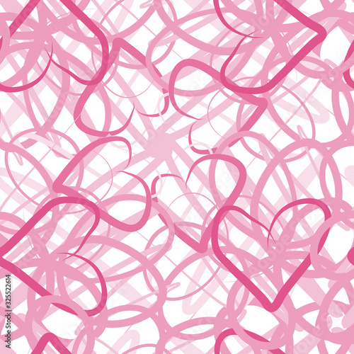 Seamless pattern - pink spider web of hearts, vector illustration. wallpaper for a blog or site, packaging