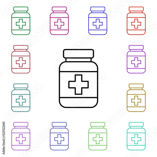Drugs multi color style icon. Simple thin line, outline vector of medical icons for ui and ux, website or mobile application