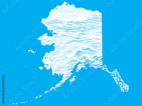 Blue Smooth Topographic Relief Peaks and Valleys Map of US Federal State of Alaska