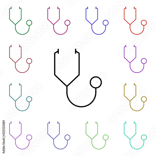 Stethoscope multi color style icon. Simple thin line, outline vector of medical icons for ui and ux, website or mobile application