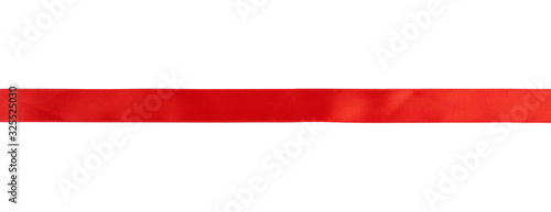 red silk ribbon isolated on white background, design element for gift decor