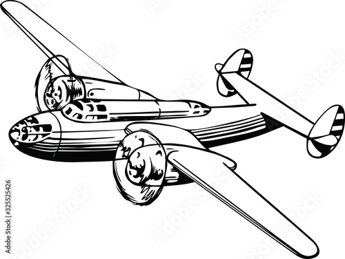 Print op canvas World War 2 Airplane Vector Illustration