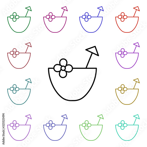 Coconut multi color style icon. Simple thin line, outline vector of summer icons for ui and ux, website or mobile application