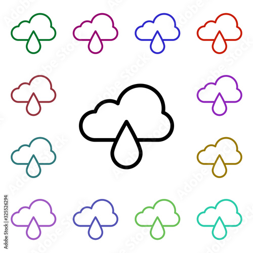 Cloudy, rain sign multi color style icon. Simple thin line, outline vector of weather icons for ui and ux, website or mobile application
