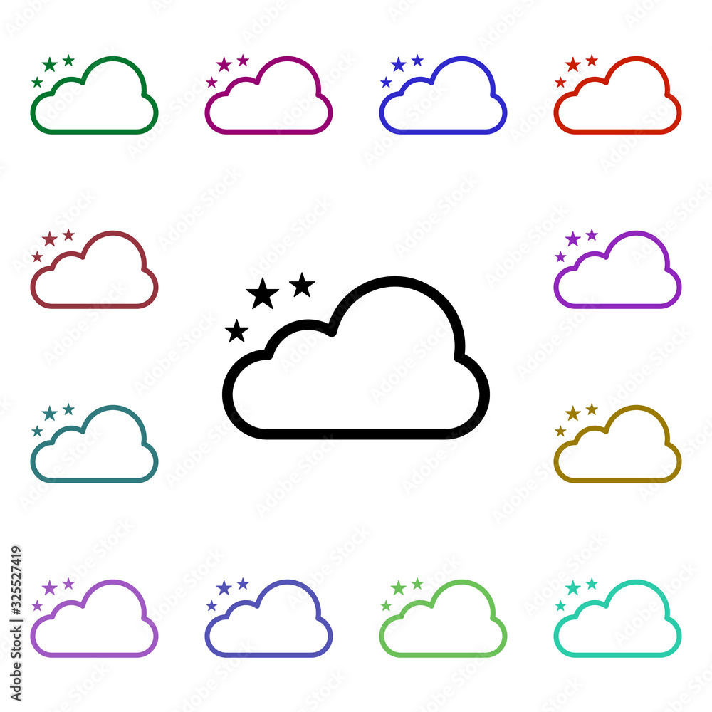 Cloudy star sign multi color style icon. Simple thin line, outline vector of weather icons for ui and ux, website or mobile application Cloudy star sign multi color style icon. Simple thin line, outline vector of weather icons for ui and ux, website or mobile application