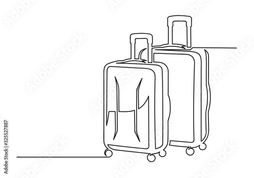 Continuous one line drawing of an suitcases