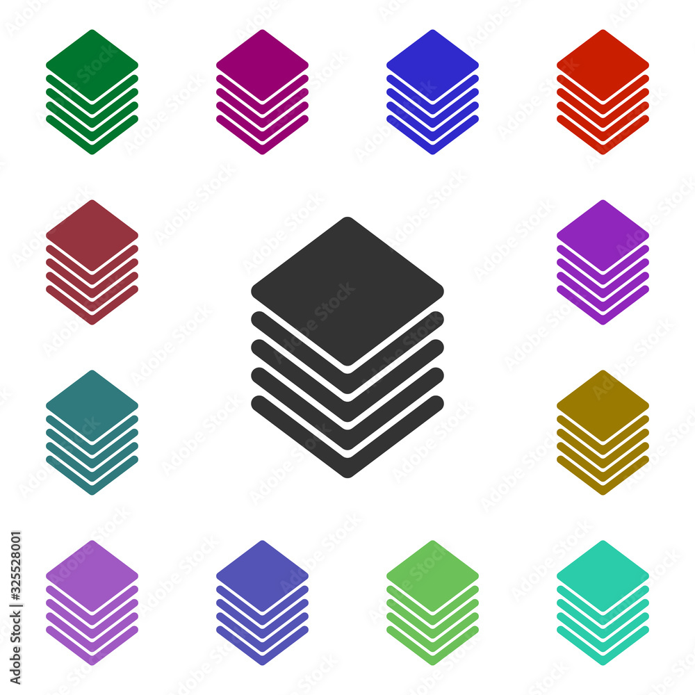 Layers multi color style icon. Simple glyph, flat vector of web icons for ui and ux, website or mobile application Layers multi color style icon. Simple glyph, flat vector of web icons for ui and ux, website or mobile application