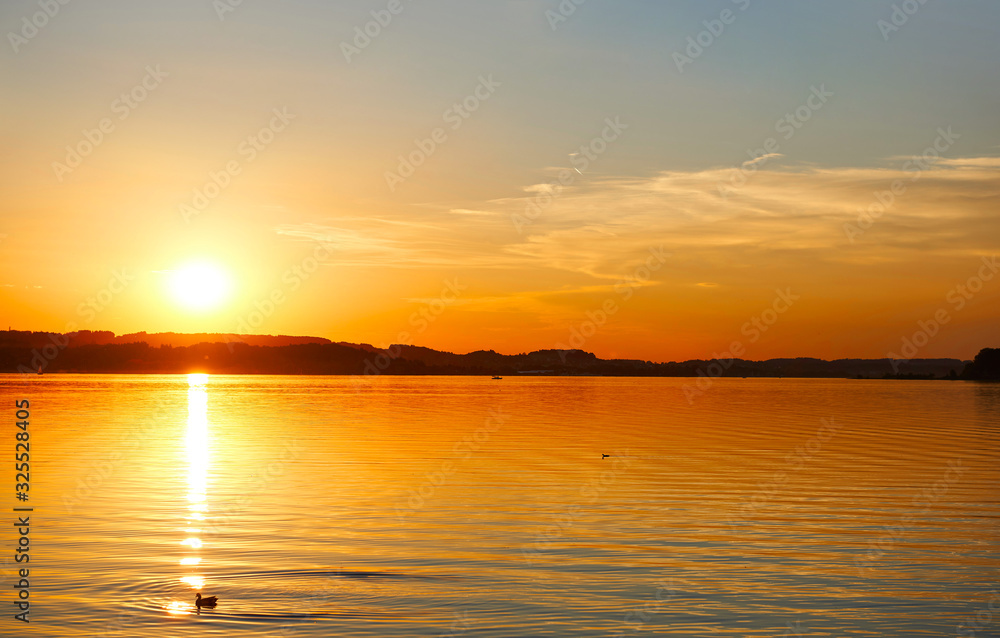 Amazing Sunset on the Chiemsee. Germany. 