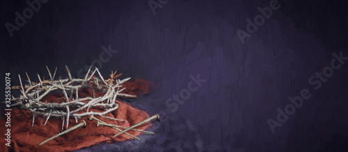 Lent Season, Holy Week, Good Friday concepts. Christian banner, painting on canvas photo