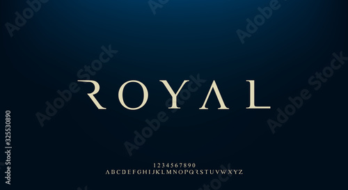 Royal, an elegant alphabet font and number. Premium uppercase fashion Design typography. vector illustration photo
