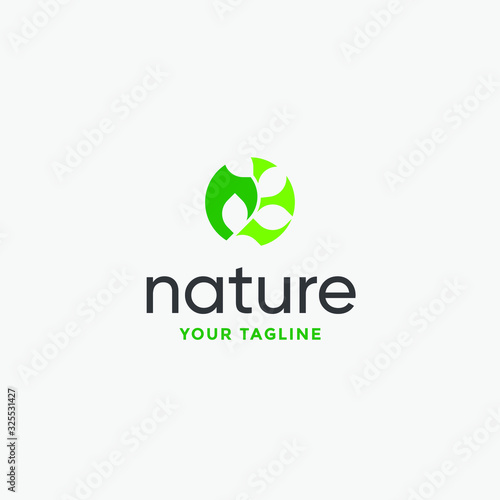 leaf logo design vector for nature symbol template editable