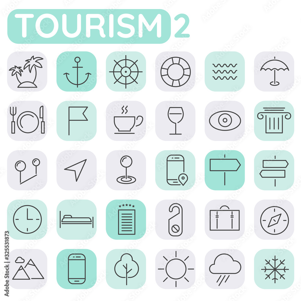 Trendy line icons - Tourism icons collection, set 2 Trendy line icons - Tourism icons collection, set 2