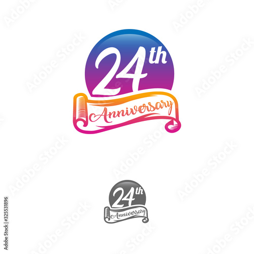 Anniversary vector unusual label. twentyfour year symbol. Birthday abstract logo. 24th jubilee