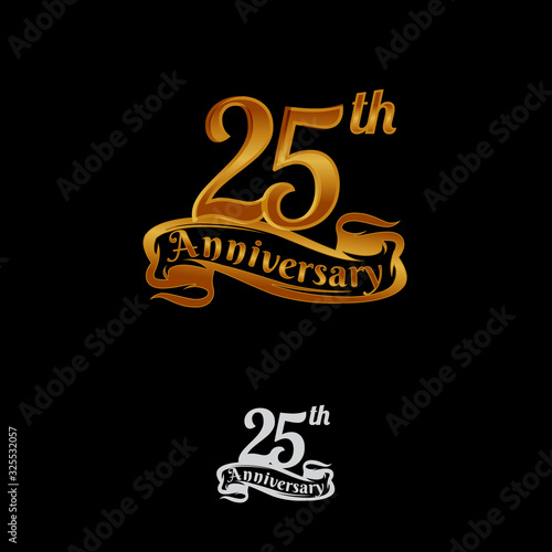 25 years anniversary golden color on black background for anniversary celebration event