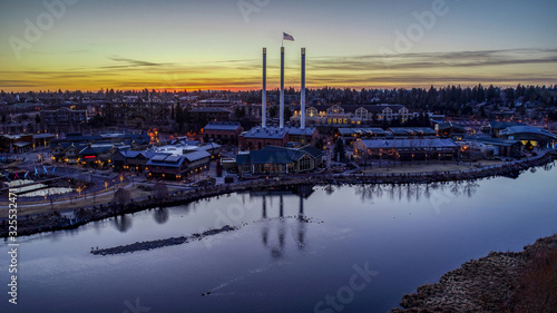 Old Mill Smokestack Sunrise