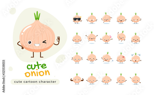 A Mascot Set of the Onion. Isolated Vector Illustration